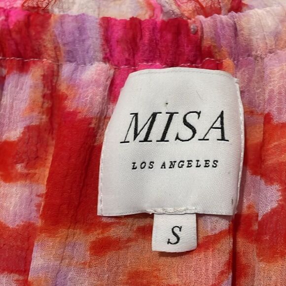 Misa Isella Maldive Marble Off the Shoulder Ruffle Tiers Mini Dress Size Small - Picture 9 of 10